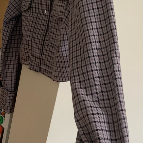 Wild Fable Blazer Crystal Violet Purple Black Plaid Long sleeve XSMALL - Picture 2 of 11